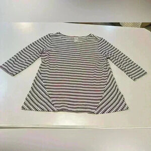 Chicos Striped Knit Blouse Size Large (Size 2)